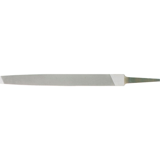 STANLEY 22-172 flat metal file, photography, side angle, silver color, tool for smoothing surfaces.