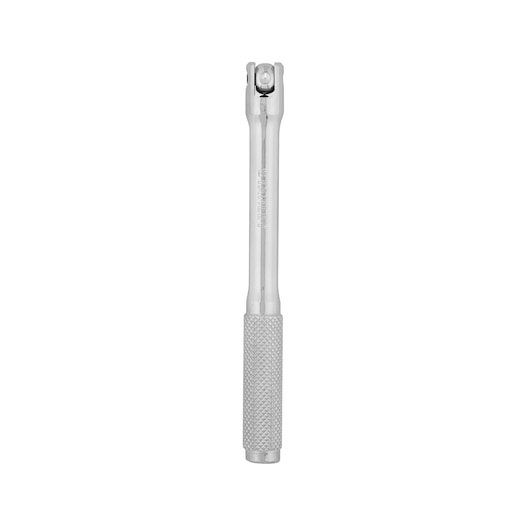 STANLEY 4-86-012 chrome hand tool extension bar with knurled grip, straight-on angle, on white background.