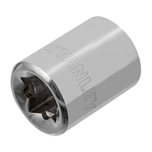 Stanley 4-86-309 chrome socket, side angle, with engraved brand name, tool accessory for wrenches