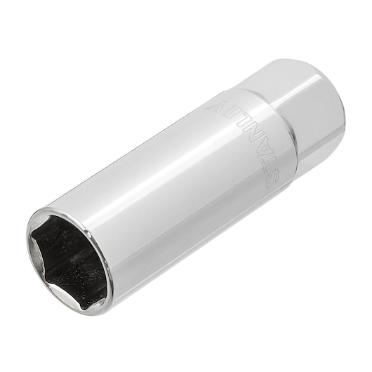 STANLEY 4-86-380 chrome hand socket, close-up angle, white background.