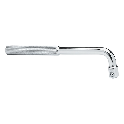 Stanley 4-86-493 chrome knurled L handle photography, white background side angle.