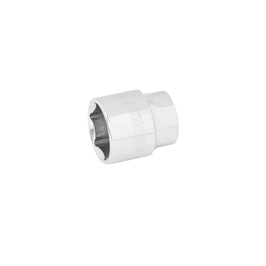 STANLEY 4-88-132 chrome socket, six-point, product photography, angled view on white background.