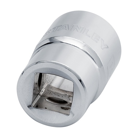 STANLEY 4-88-741 chrome-finish socket, photography of tool viewed from drive end on white background.