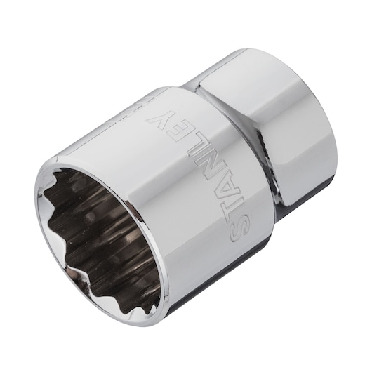 STANLEY 4-88-794 chrome socket, close-up angle, tool accessory on white background.
