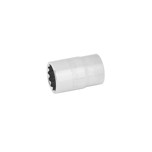 STANLEY 4-88-816 chrome socket, photography of tool on white background, angled side view.