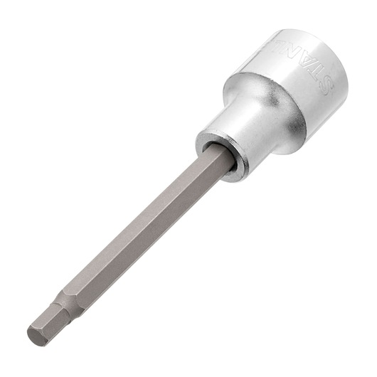 STANLEY 4-89-200 hex socket bit photography, angled view, silver metal body, hexagonal tip.