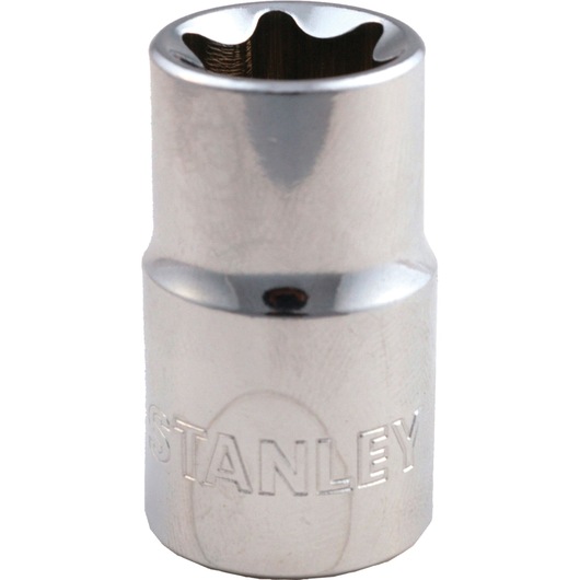 Photo of Stanley 4-92-503 socket, chrome finish, front angle, product category photography.