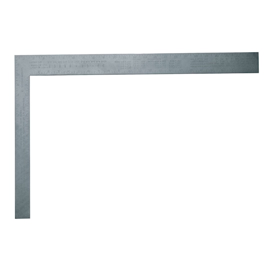 STANLEY steel framing square with etched measurement markings, L-shaped, top-down view on white background
