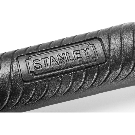 Stanley 51-081 hammer handle close-up, black textured grip, Stanley logo embossed, product photography