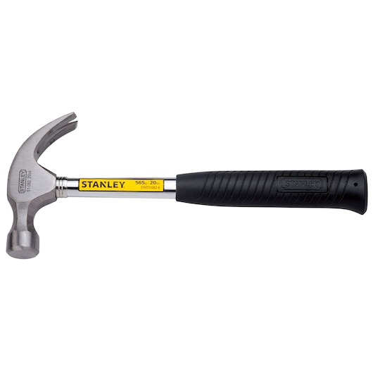 Stanley claw hammer with black handle and silver head, model 51-082, for woodworking and repairs.