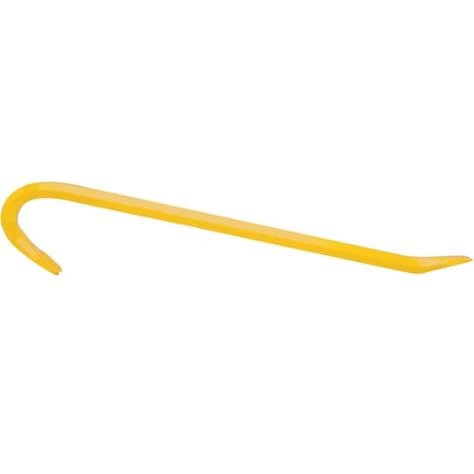STANLEY 55-118 yellow steel pry bar, side angle photo on white background.
