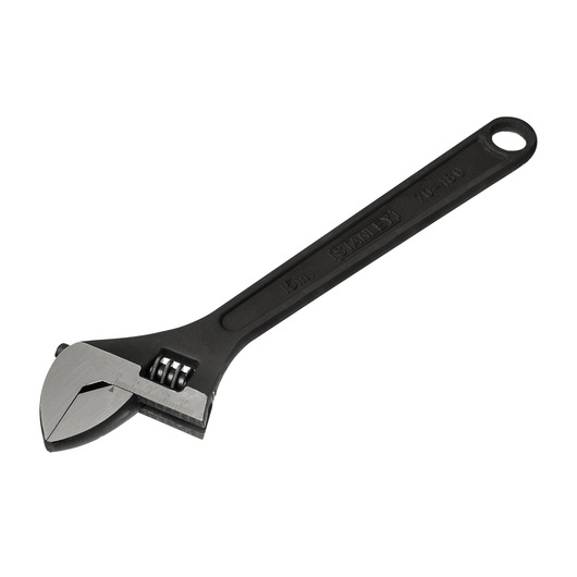 ADJUSTABLE WRENCH ON WHITE BACKGROUND SIDE VIEW