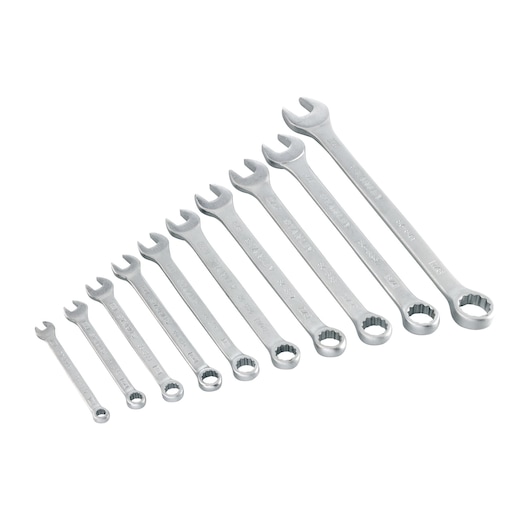 WRENCH SET ON WHITE BACKGROUND SIDE VIEW