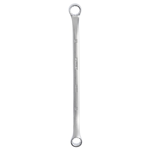 STANLEY 86-133 combination box-end wrench, silver, straight handle, top-down view, hand tool photography.