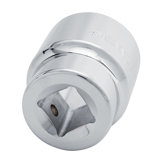Photo of STANLEY 89-336 chrome socket, tool accessory, angled close-up on white background.