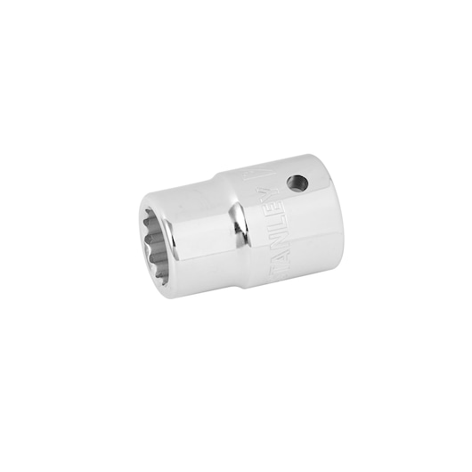 STANLEY 89-661 chrome finish socket, twelve-point, side angle on white background, hand tool accessory.