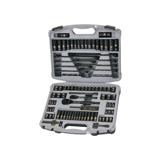 Juego de Herramientas Mecánicas Cromo Negro Encastre 1/4 y 3/8" Métrico/Pulgadas 99 Piezas