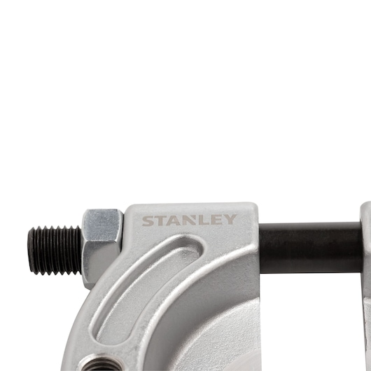 STANLEY 94-834 silver clamp close-up, front angle on white background, visible threaded bolt and embossed logo.