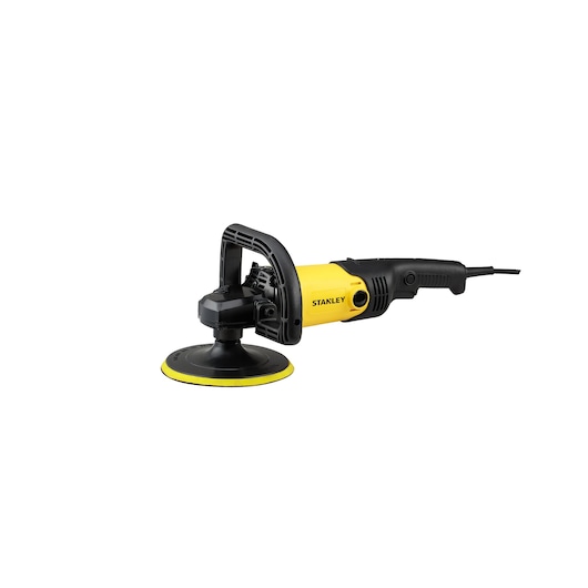 STANLEY SP137 yellow and black electric polisher side view on white background.