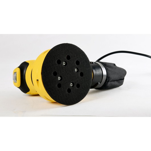 STANLEY SS30-B2C yellow orbital sander front view on white background