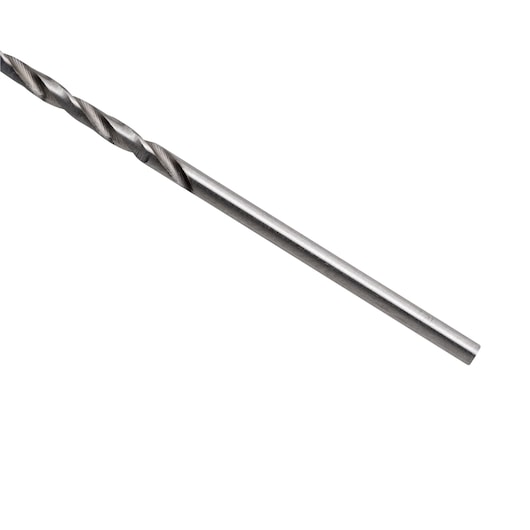STANLEY STA50116C metal drill bit, side angle, silver color, straight shank and spiral flutes on white background.