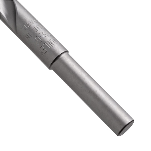 STANLEY STA53113C metal drill bit close-up, cylindrical shape, silver color, white background.