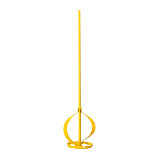 STANLEY STHT28043 yellow steel paint mixer, front angle on white background.