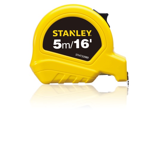 STANLEY STHT33989-840 yellow tape measure 5m/16ft, product photography, left side angle