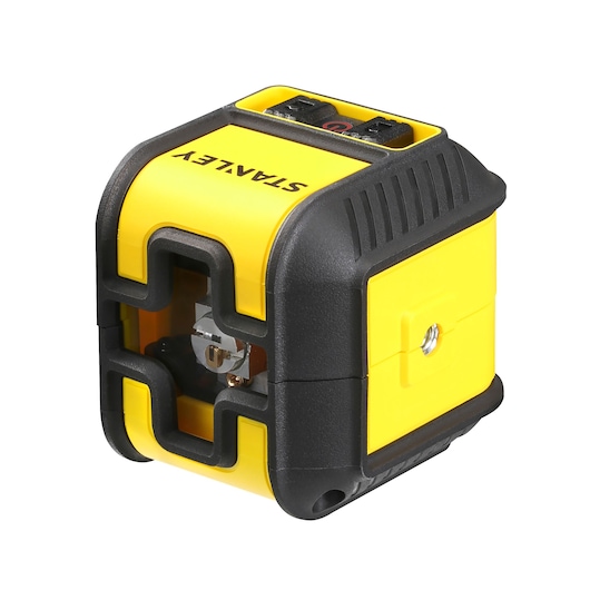 STANLEY STHT77498 yellow and black laser level, angled front product photo on white background.