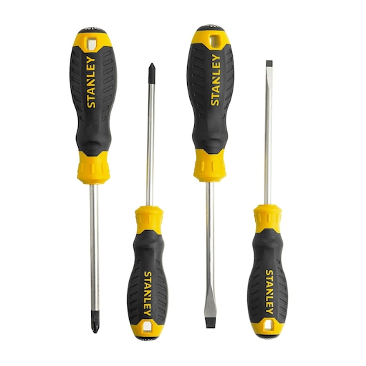 SCREWDRIVERS SET ON WHITE BACKGROUND FRONT VIEW