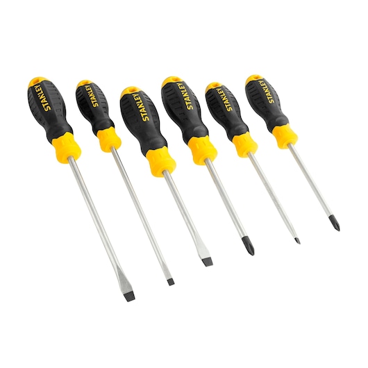 SCREWDRIVERS SET ON WHITE BACKGROUND SIDE VIEW