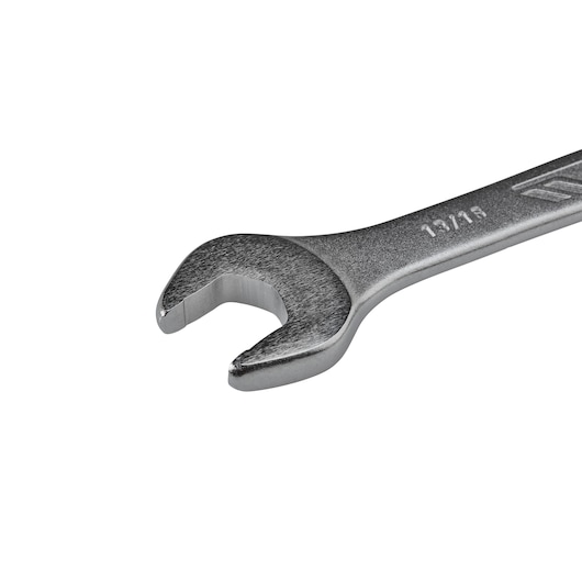 STANLEY STMT72838 open-end wrench, silver finish, angled view on white background.