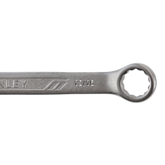 STANLEY STMT72838 box end wrench, 13/16 size, silver finish, close-up on white background.