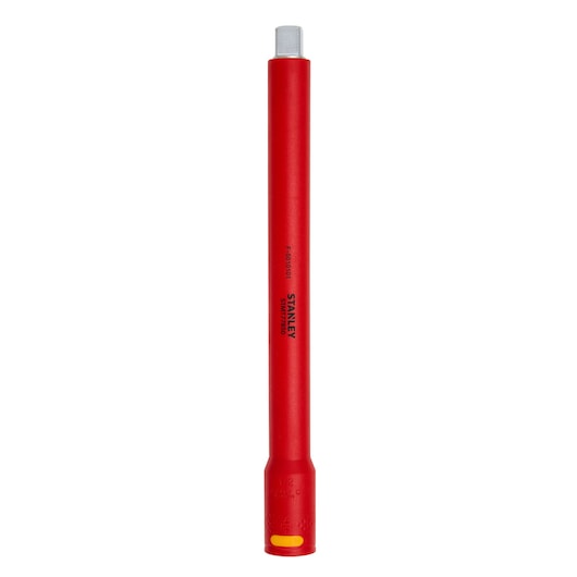 Photo of STANLEY STMT77850-LA red insulated socket extension, tool category, front angle on white background.