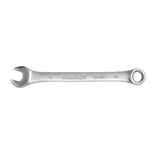 STANLEY STMT80217-840 silver combination wrench, product photography, top view