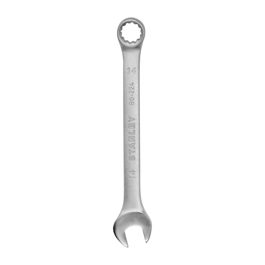 Stanley STMT80224-840 combination wrench, silver, shown from top angle on white background