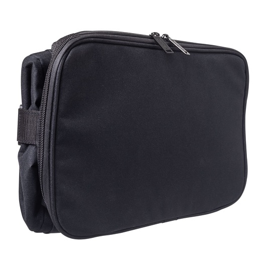 STANLEY STST1-73615 black soft tool bag with zippered closure, angled side view on white background.