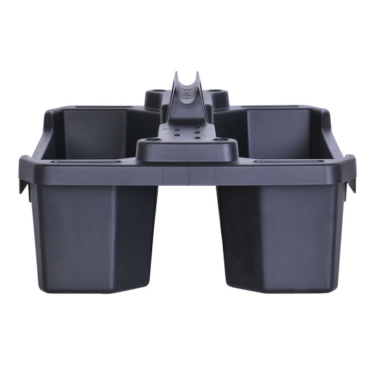 Stanley black plastic tool organizer tray front angle on white background